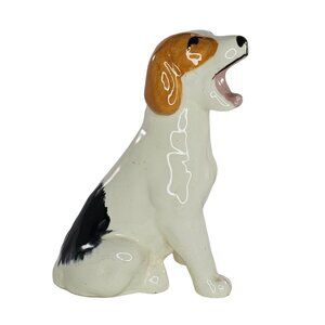Vintage Robert Simmons Ceramic Fox Terrier Dog Figurine Sleepy 4.5" Tall *Chip*